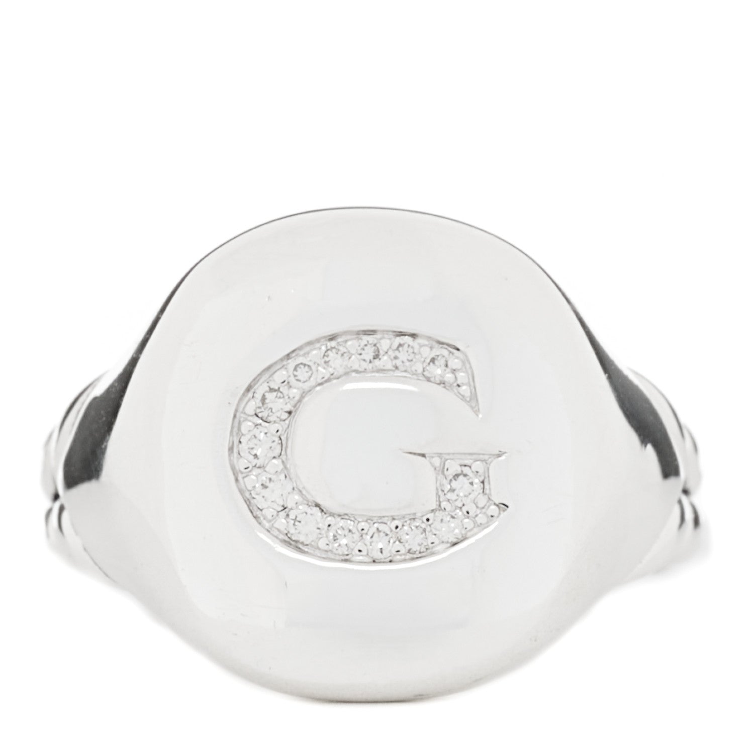 David Yurman Sterling Silver Diamond 14mm Initial G Pinky Ring 46 3.75 1 of 4