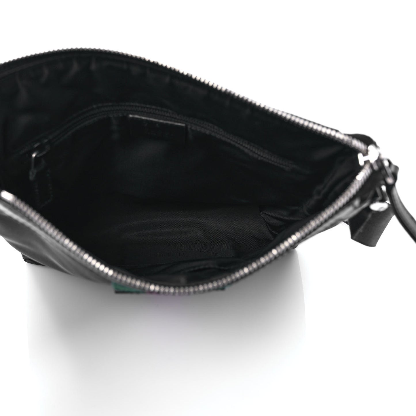 Techno Canvas Selleria Calfskin Web Small Flat Messenger Bag Black