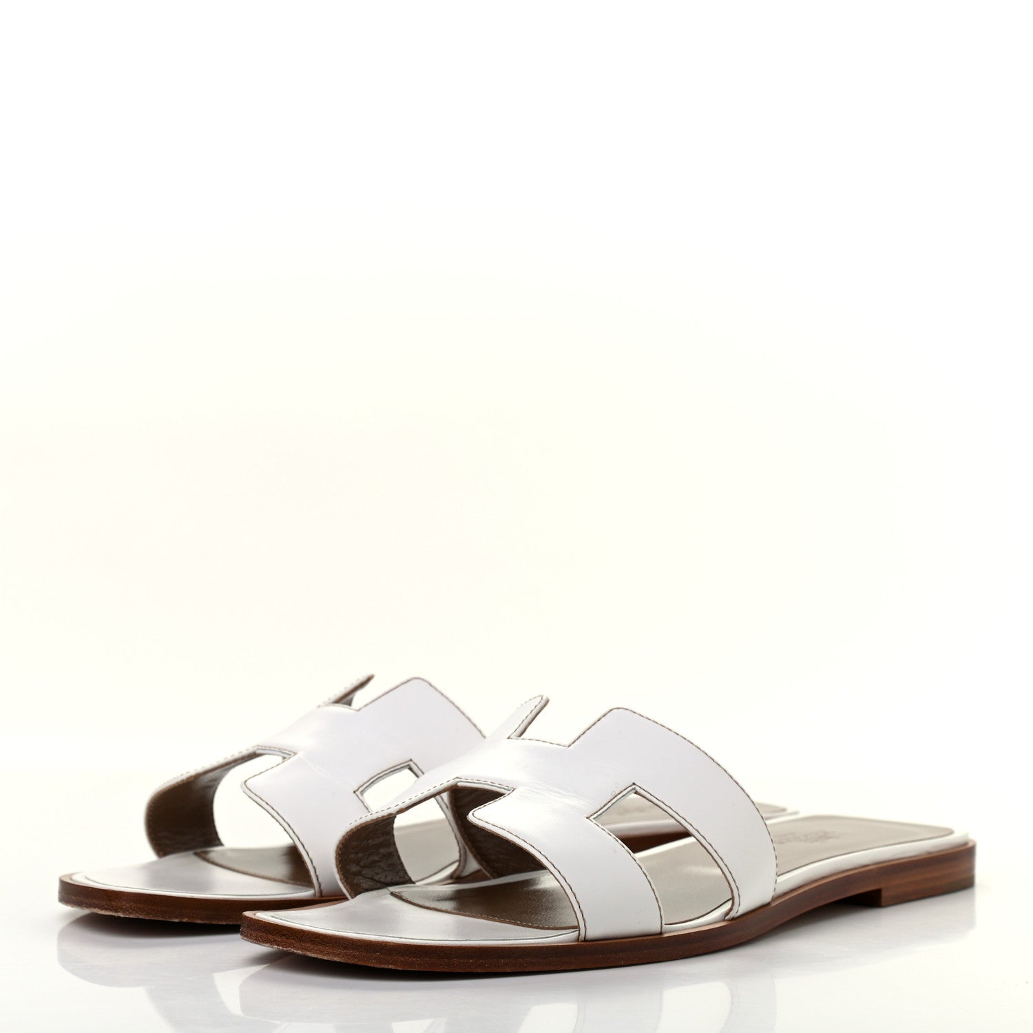 Hermes Box Calfskin Oran Sandals 39 White 3 of 9