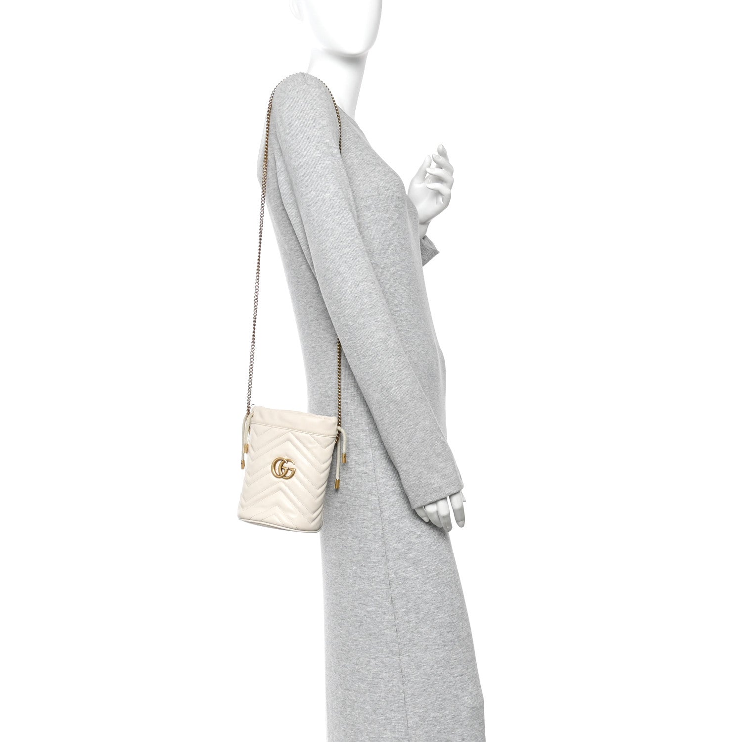 Gucci Calfskin Matelasse Mini GG Marmont 2.0 Bucket Bag White 2 of 11