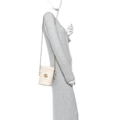 Gucci Calfskin Matelasse Mini GG Marmont 2.0 Bucket Bag White 2 of 11