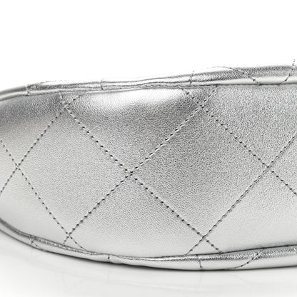 Chanel Metallic Lambskin Chain Rows Quilted Chain Hobo Silver 9 of 11