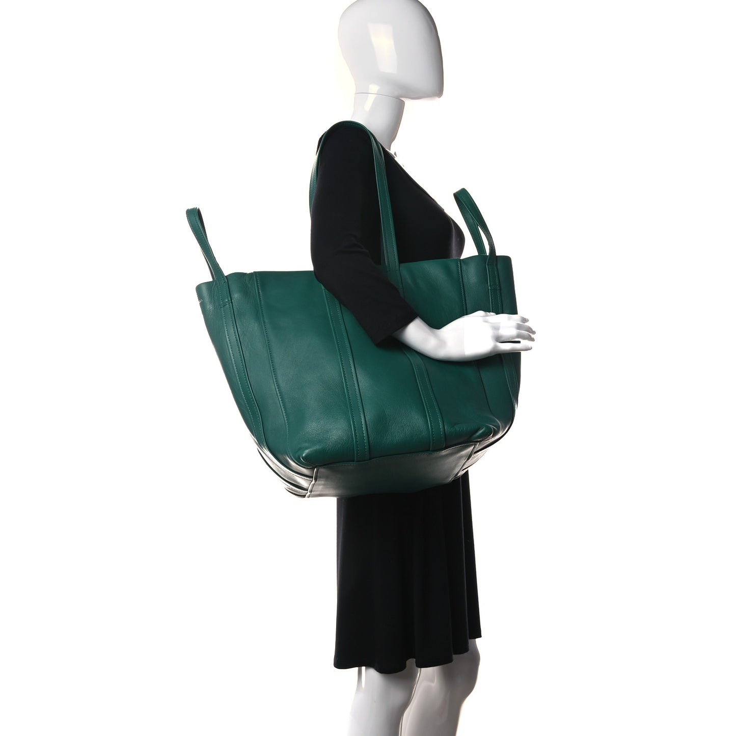 Calfskin Large Laundry Cabas Tote Green