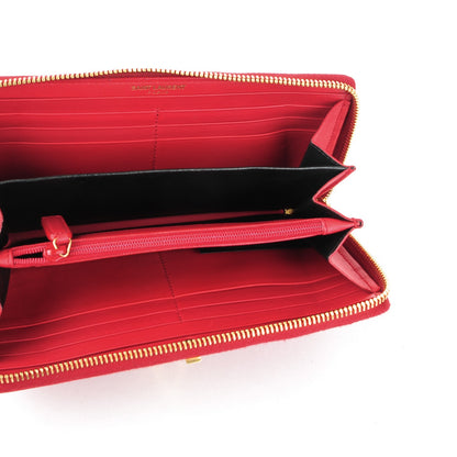 Saint Laurent Calfskin Classic Y Ligne Zip Around Wallet Red 5 of 7