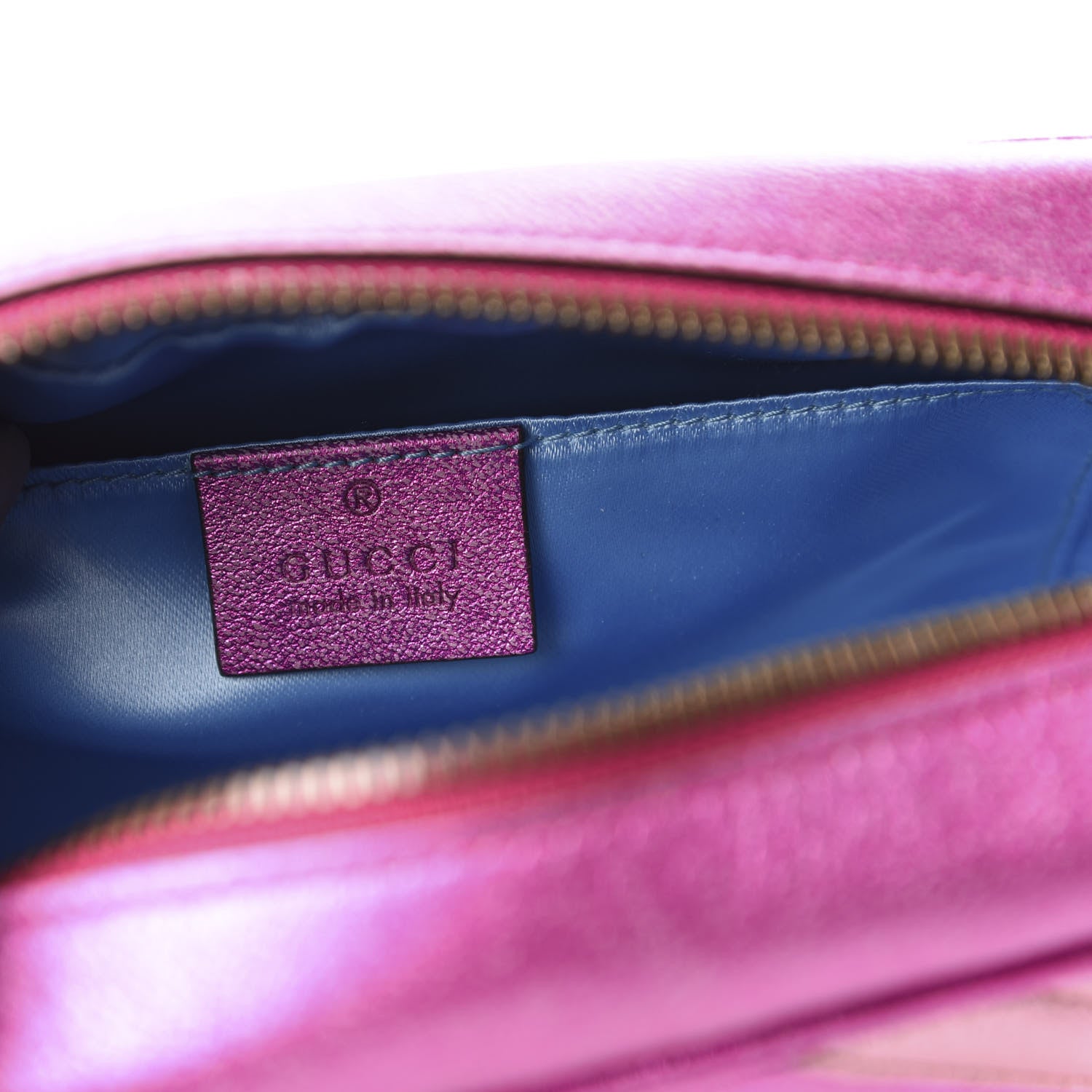 Gucci Laminated Nappa Matelasse Small GG Marmont Chain Shoulder Bag Fuxia Rosso Rosa 8 of 11
