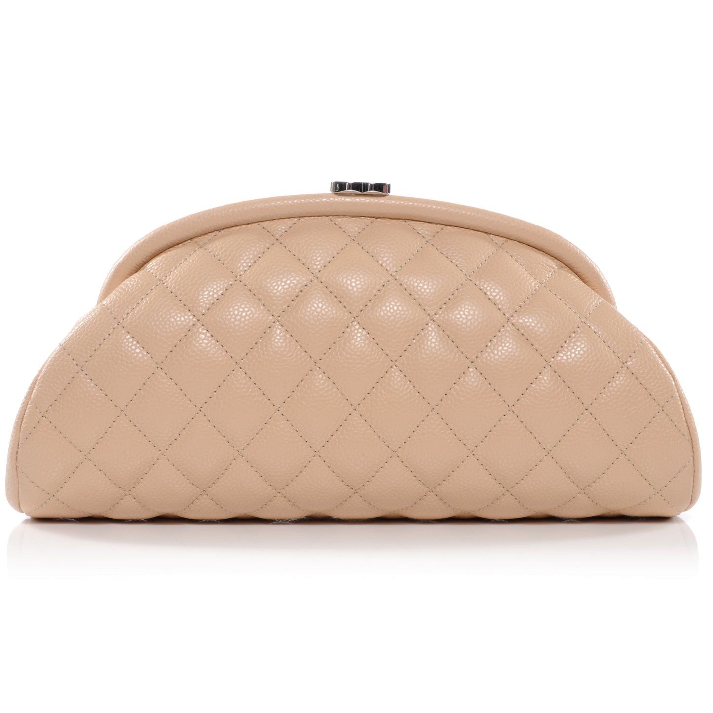 Caviar Quilted Timeless Clutch Beige Clair