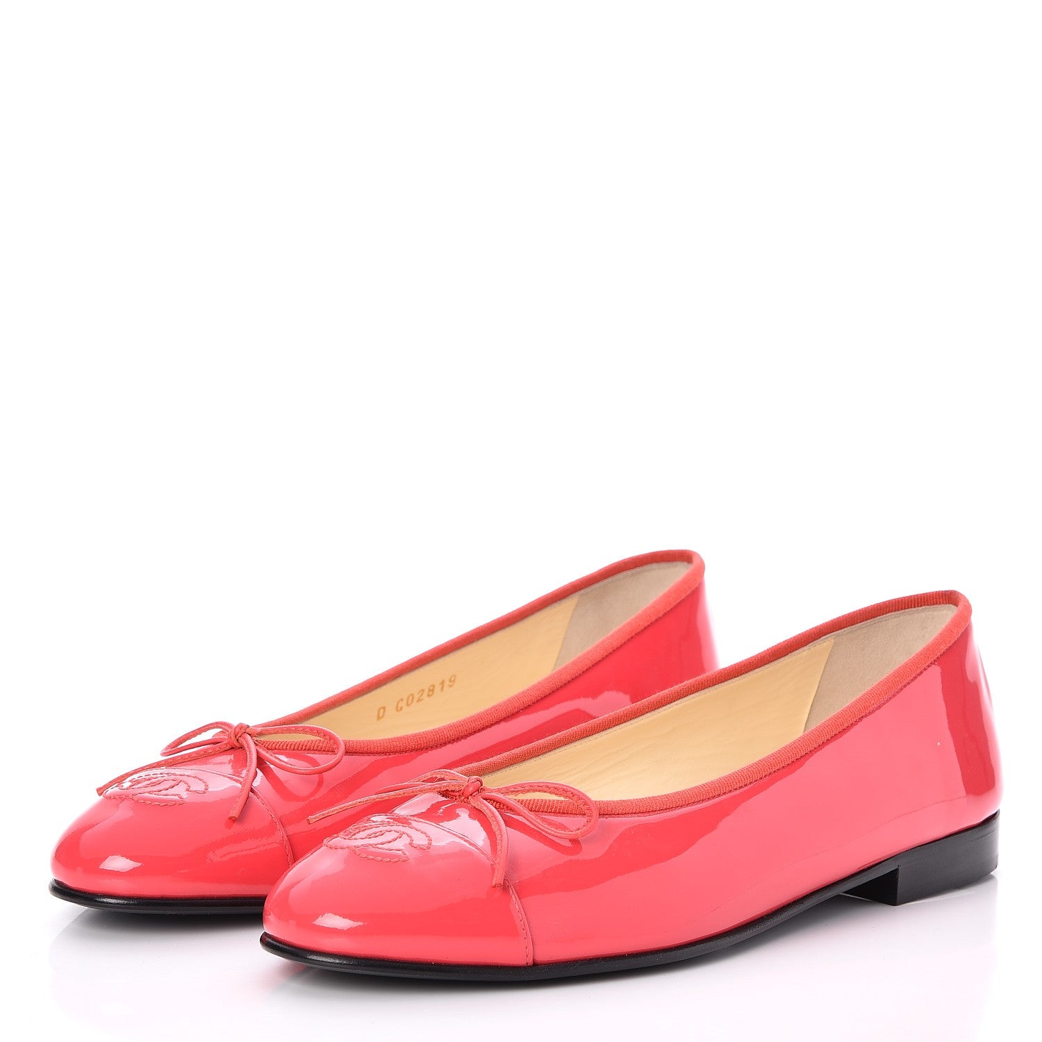 Chanel Patent Calfskin CC Cap Toe Ballerina Flats 39 Coral 2 of 9