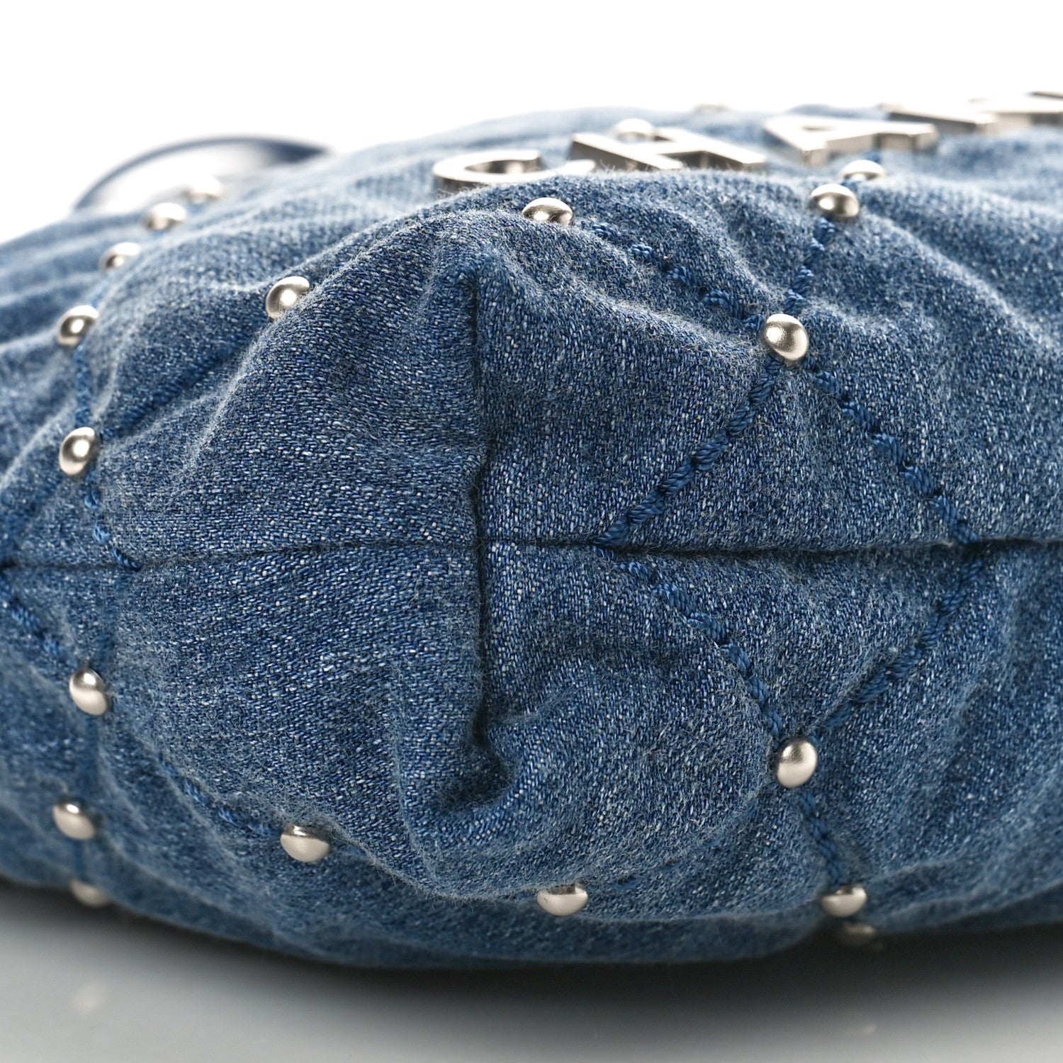 Chanel Washed Denim Quilted Studded Mini Chanel 22 Blue 9 of 11