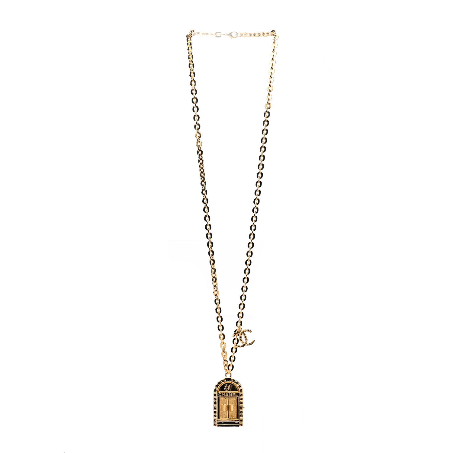 Chanel Metal 31 Rue Cambon Door Long Necklace Gold 3 of 5