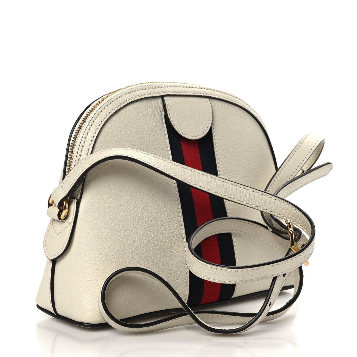 Gucci Textured Dollar Calfskin Web Small Ophidia Dome Shoulder Bag Mystic White 3 of 9