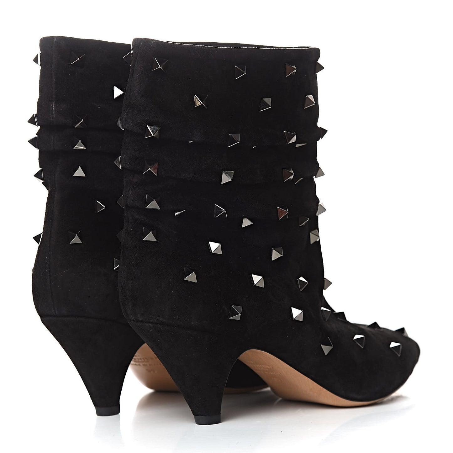 Suede Rockstud Scrunch Ankle Booties 39 Black