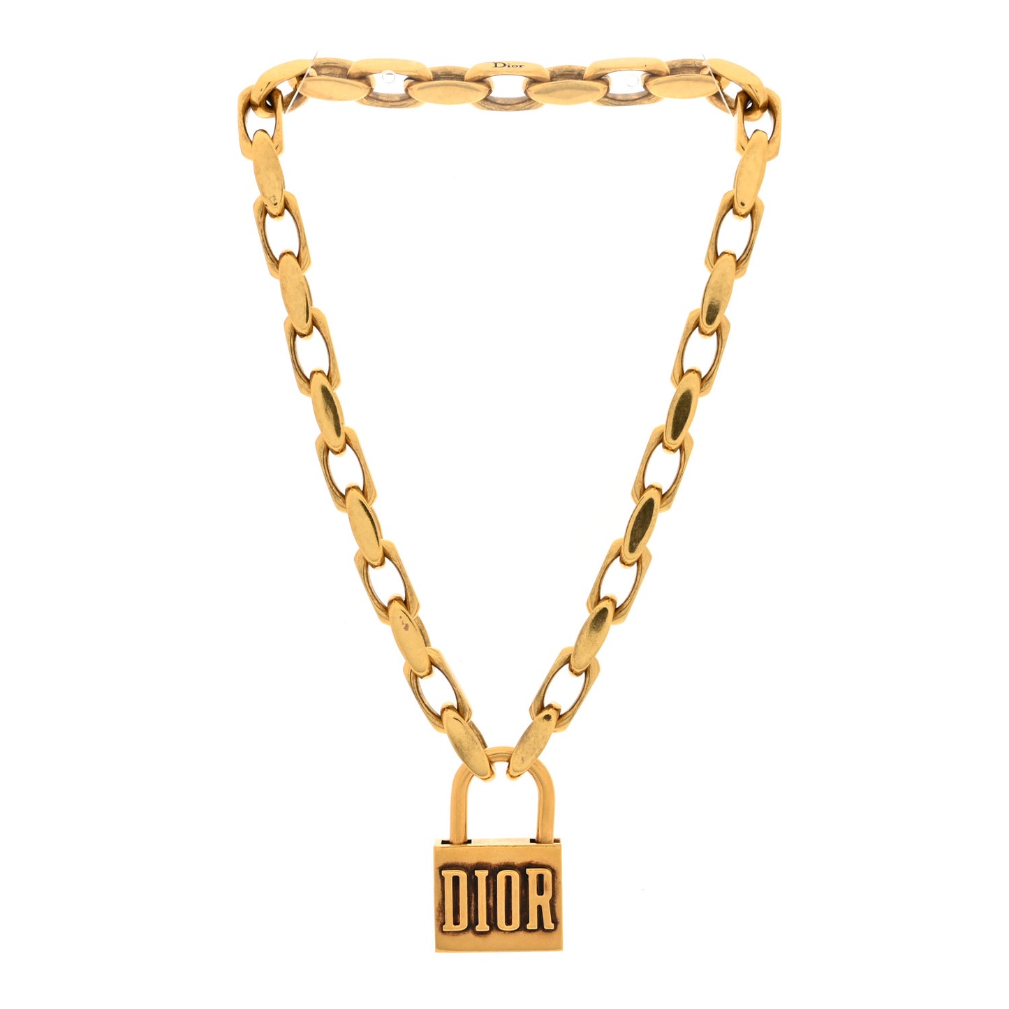 Metal Lucky Locket Choker Necklace Aged Gold