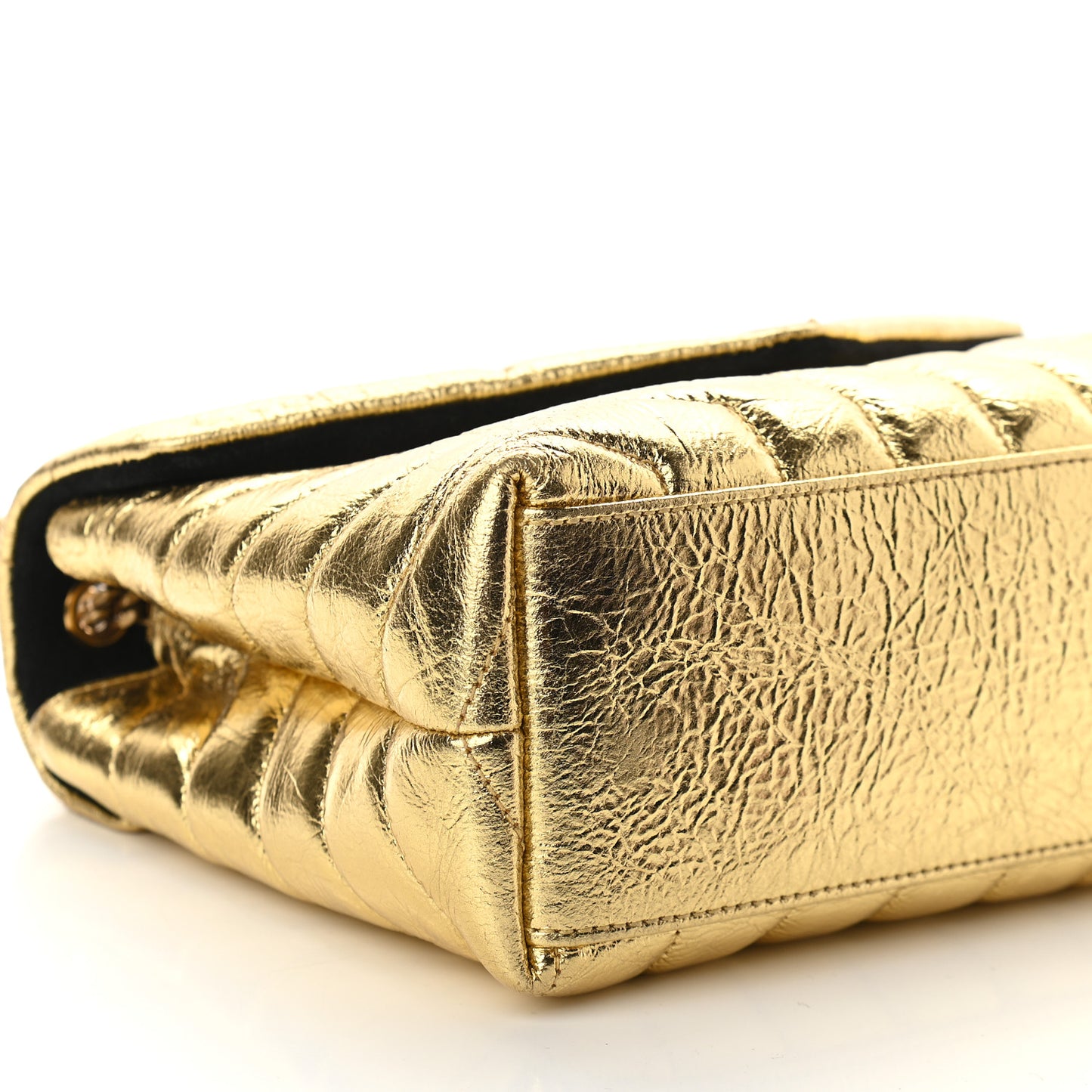 Metallic Calfskin Y Quilted Small Loulou Monogram Chain Satchel Gold