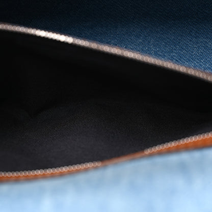 Fendi Denim Vitello King FF Embroidered Baguette Denim Chiaro Brandy 6 of 13