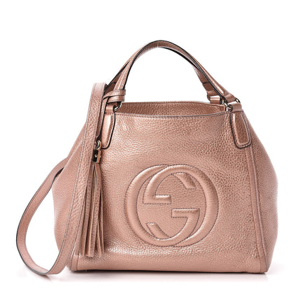 Gucci Metallic Pebbled Calfskin Small Soho Shoulder Bag Pink 1 of 15