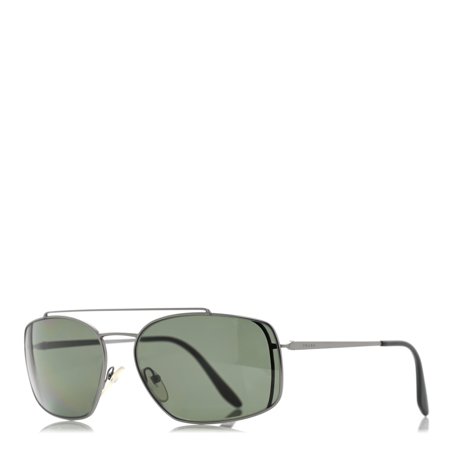 Prada Rectangular Sunglasses SPR 64V Silver Black 1 of 6