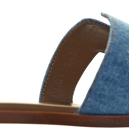 Hermes Denim Canvas Oran Sandals 37 Bleu Clair 7 of 9