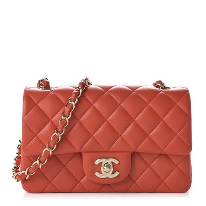 Chanel Lambskin Quilted Mini Rectangular Flap Red 1 of 10