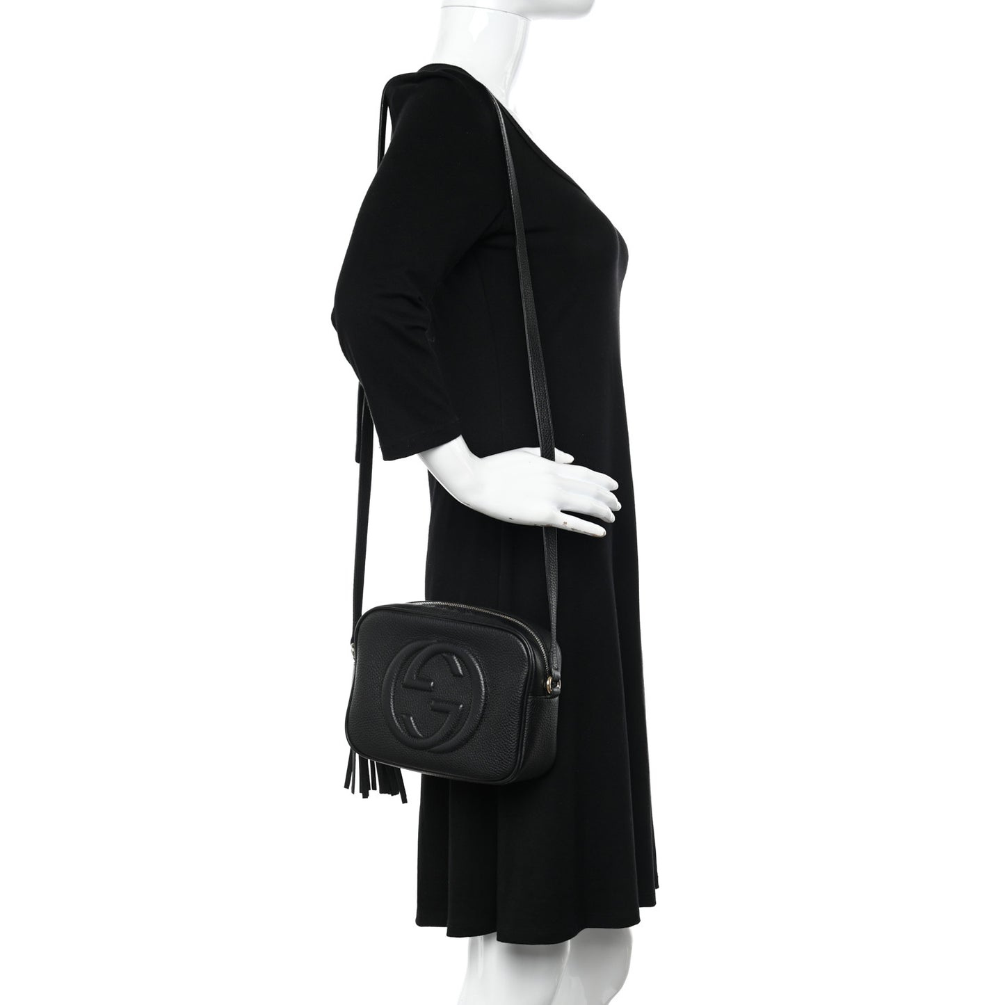 Pebbled Calfskin Small Soho Disco Bag Black
