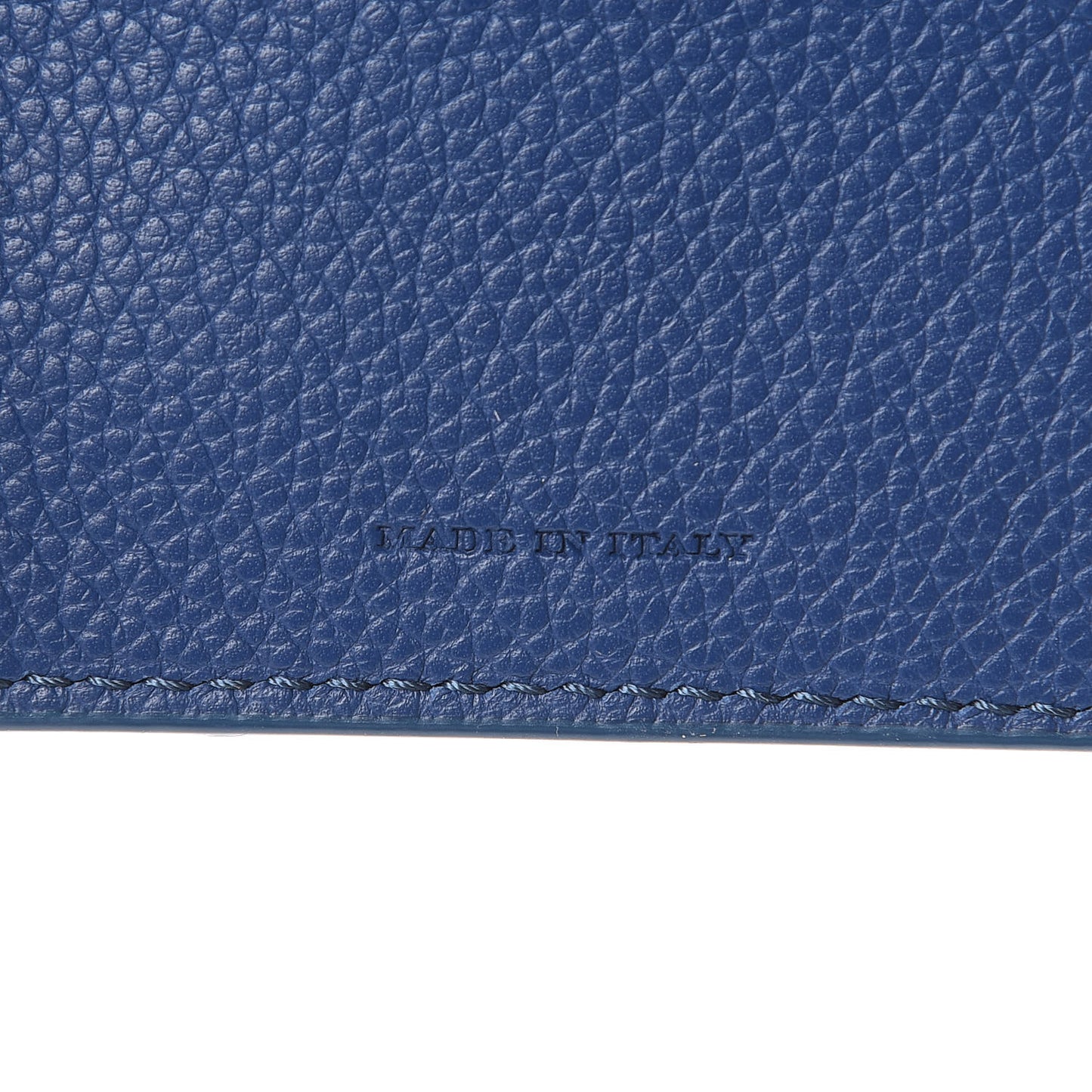 Grainy Calfskin Card Case Blue