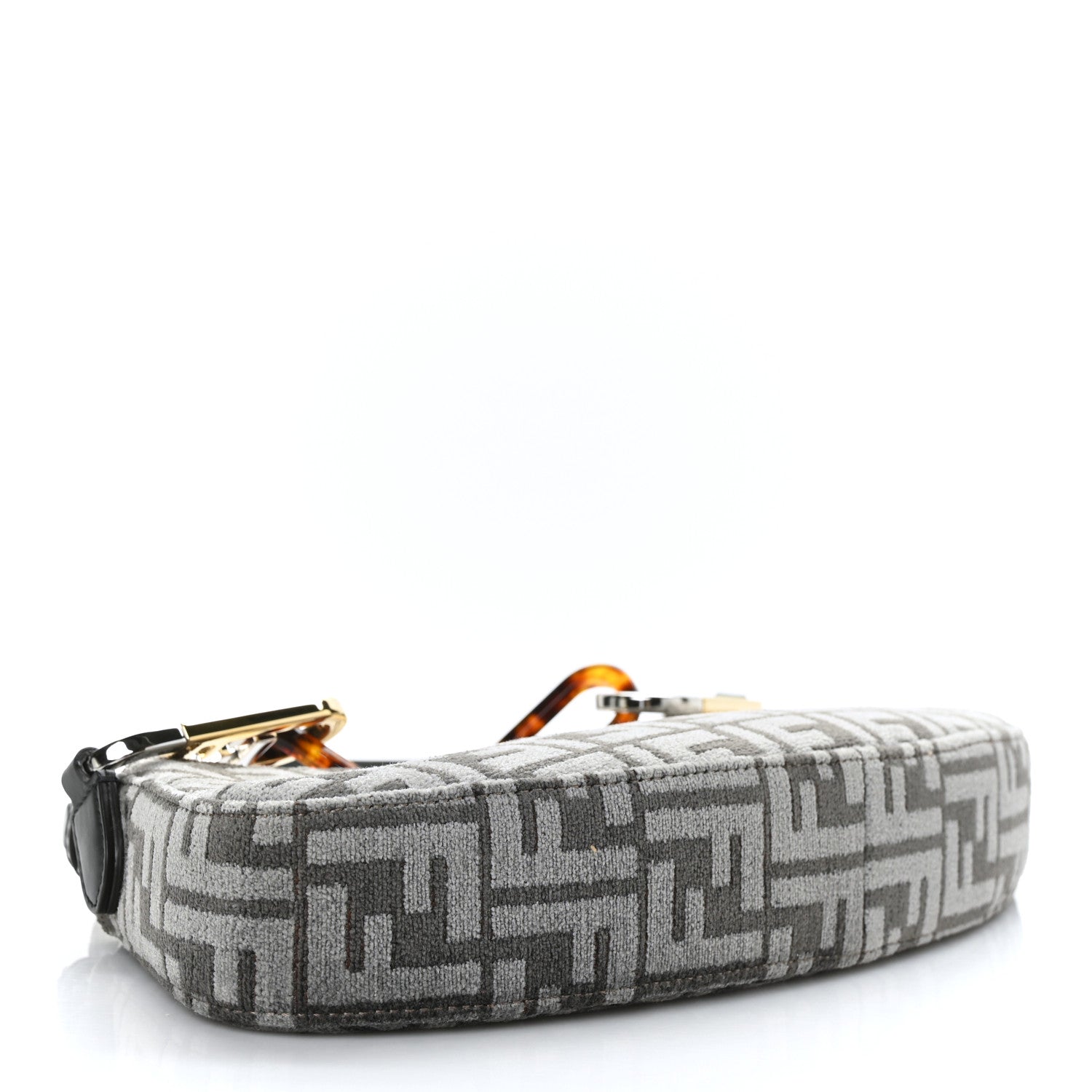 Fendi Chenille Vitello King Plexiglass FF O'Lock Swing Anthracite Asfalto 3 of 8