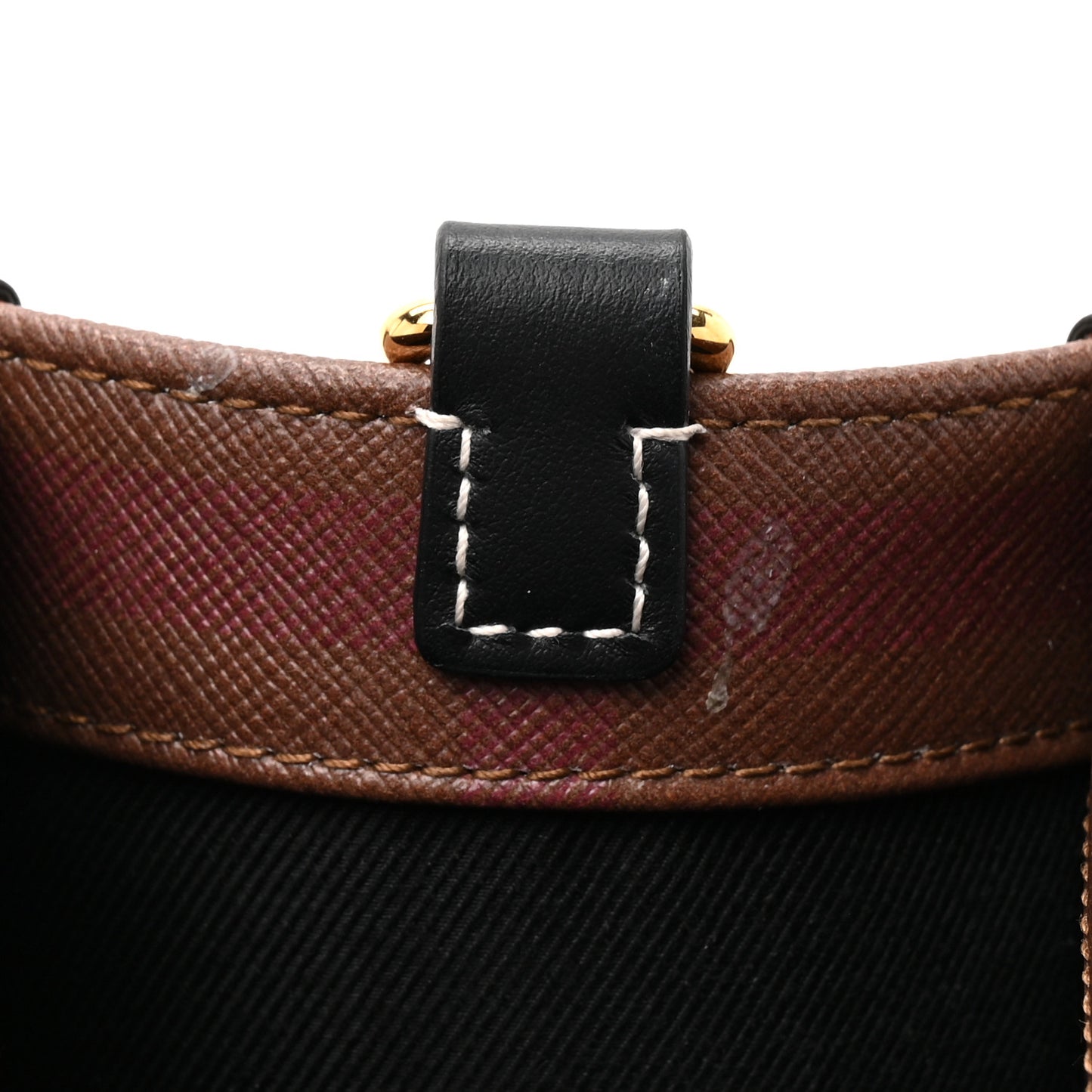 E-Canvas Check Calfskin Mini Freya Tote Dark Birch Brown
