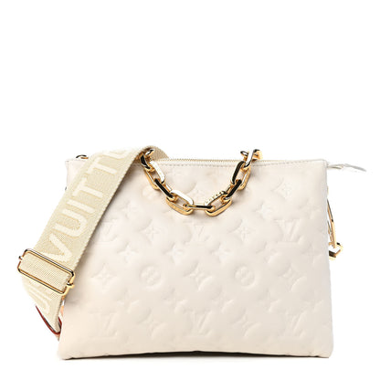Louis Vuitton Lambskin Embossed Monogram Coussin PM Beige Cream 1 of 8