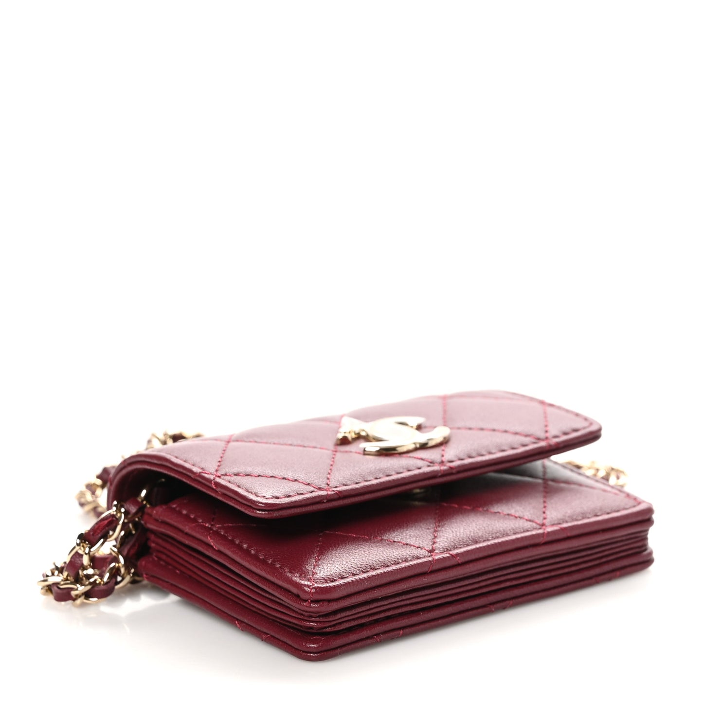 Lambskin Quilted Mini Flap With Chain Burgundy