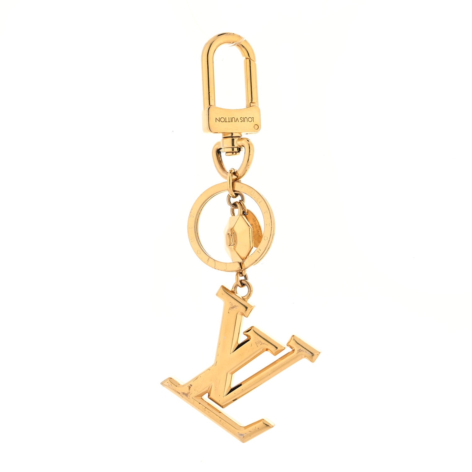 Louis Vuitton Metal LV Facettes Bag Charm Key Holder Gold 1 of 4