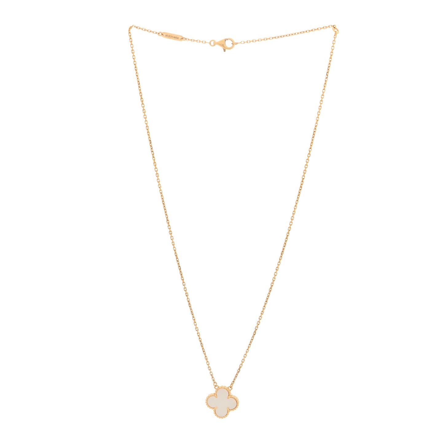 18K Yellow Gold Mother of Pearl Vintage Alhambra Pendant Necklace