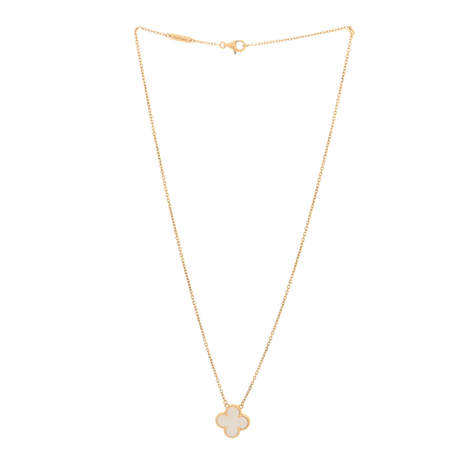 Van Cleef & Arpels 18K Yellow Gold Mother of Pearl Vintage Alhambra Pendant Necklace 3 of 4