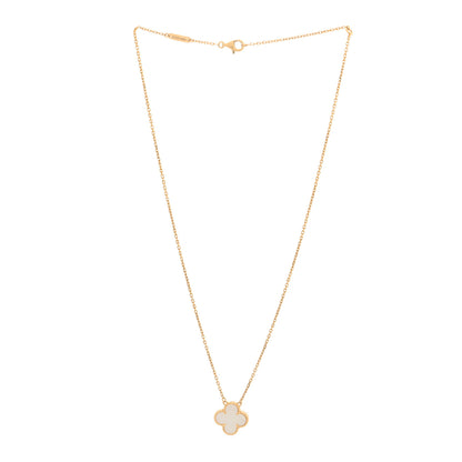 Van Cleef & Arpels 18K Yellow Gold Mother of Pearl Vintage Alhambra Pendant Necklace 3 of 4