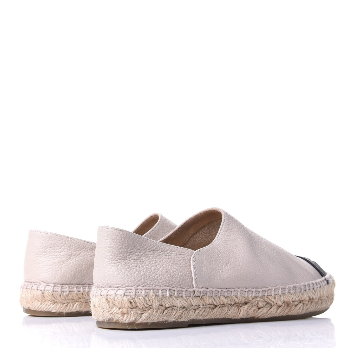 Grained Calfskin CC Espadrilles 38 Beige Black