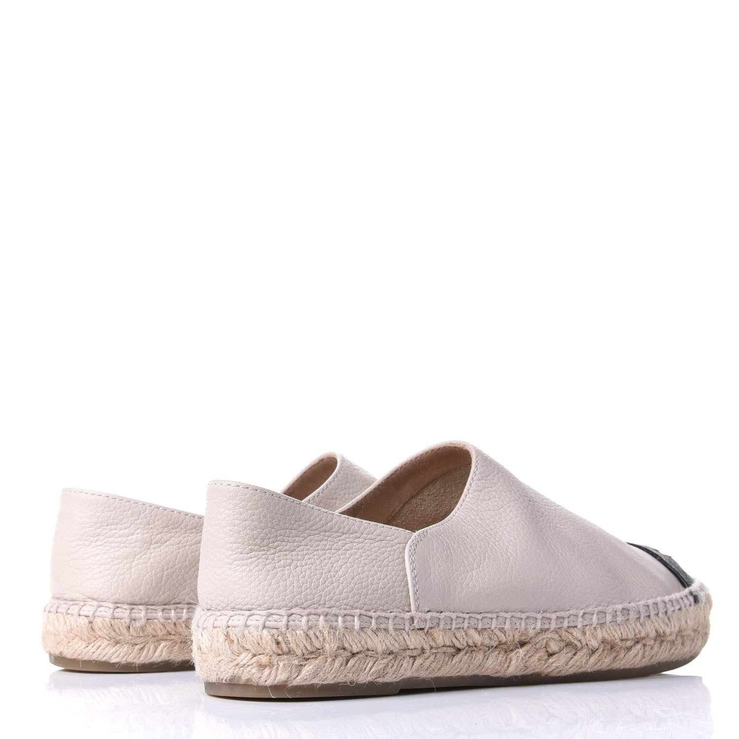 Chanel Grained Calfskin CC Espadrilles 38 Beige Black 4 of 9