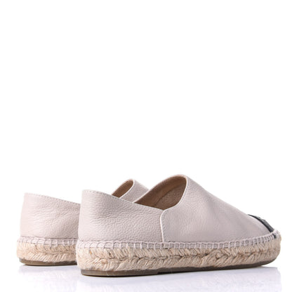 Chanel Grained Calfskin CC Espadrilles 38 Beige Black 4 of 9