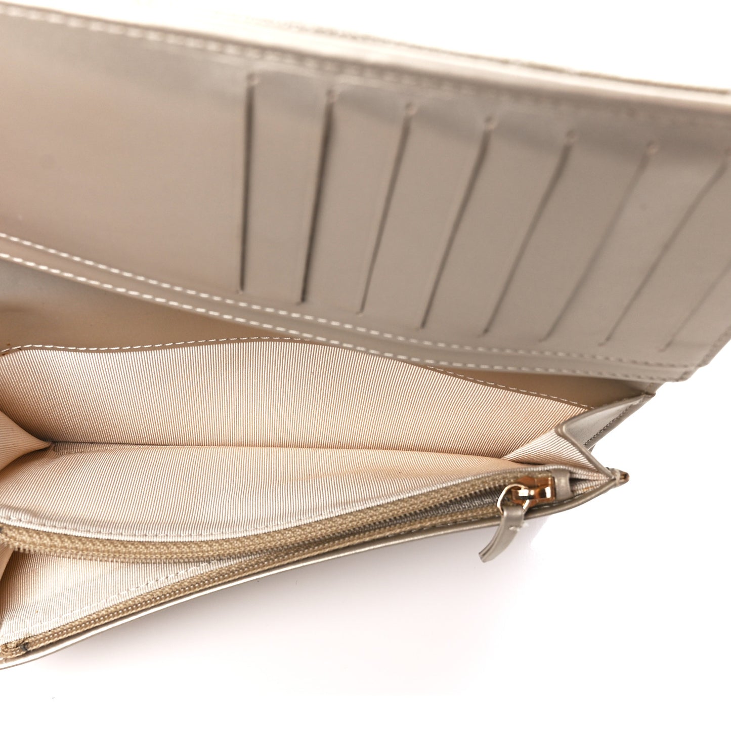 Metallic Caviar Quilted Yen Wallet Gold