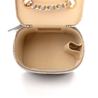 Chanel Lambskin Quilted Pearl Crush Mini Vanity Case With Chain Grey 5 of 9