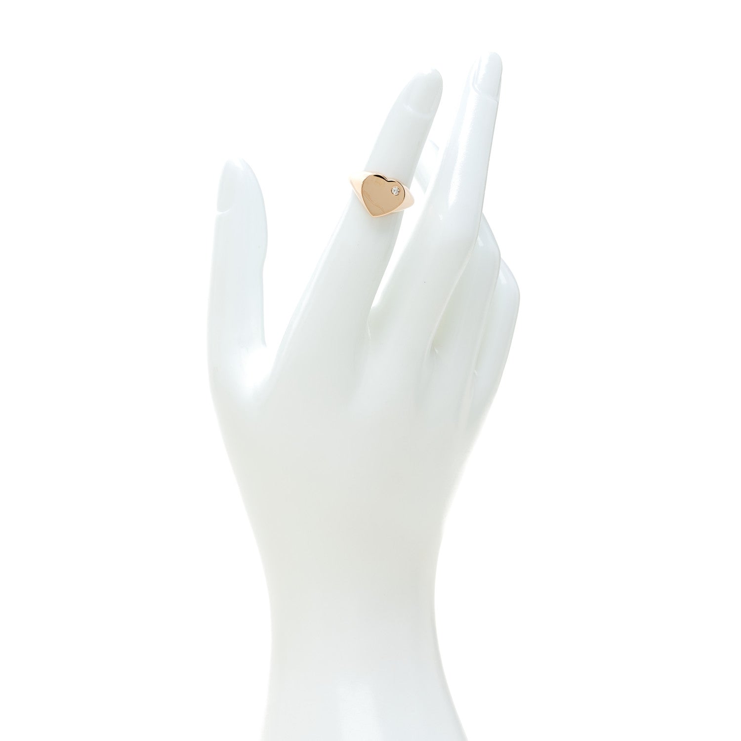 Tiffany 18K Rose Gold Diamond Heart Signet Ring 45 3.25 2 of 4