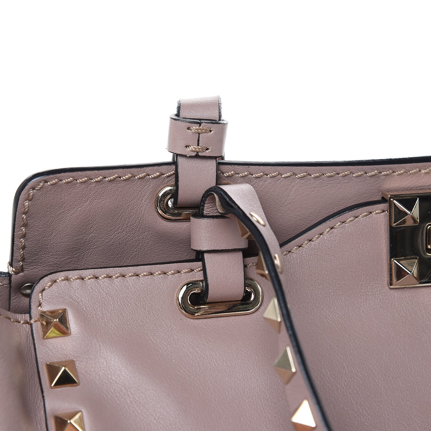 Valentino Garavani Vitello Small Rockstud Tote Poudre 13 of 14