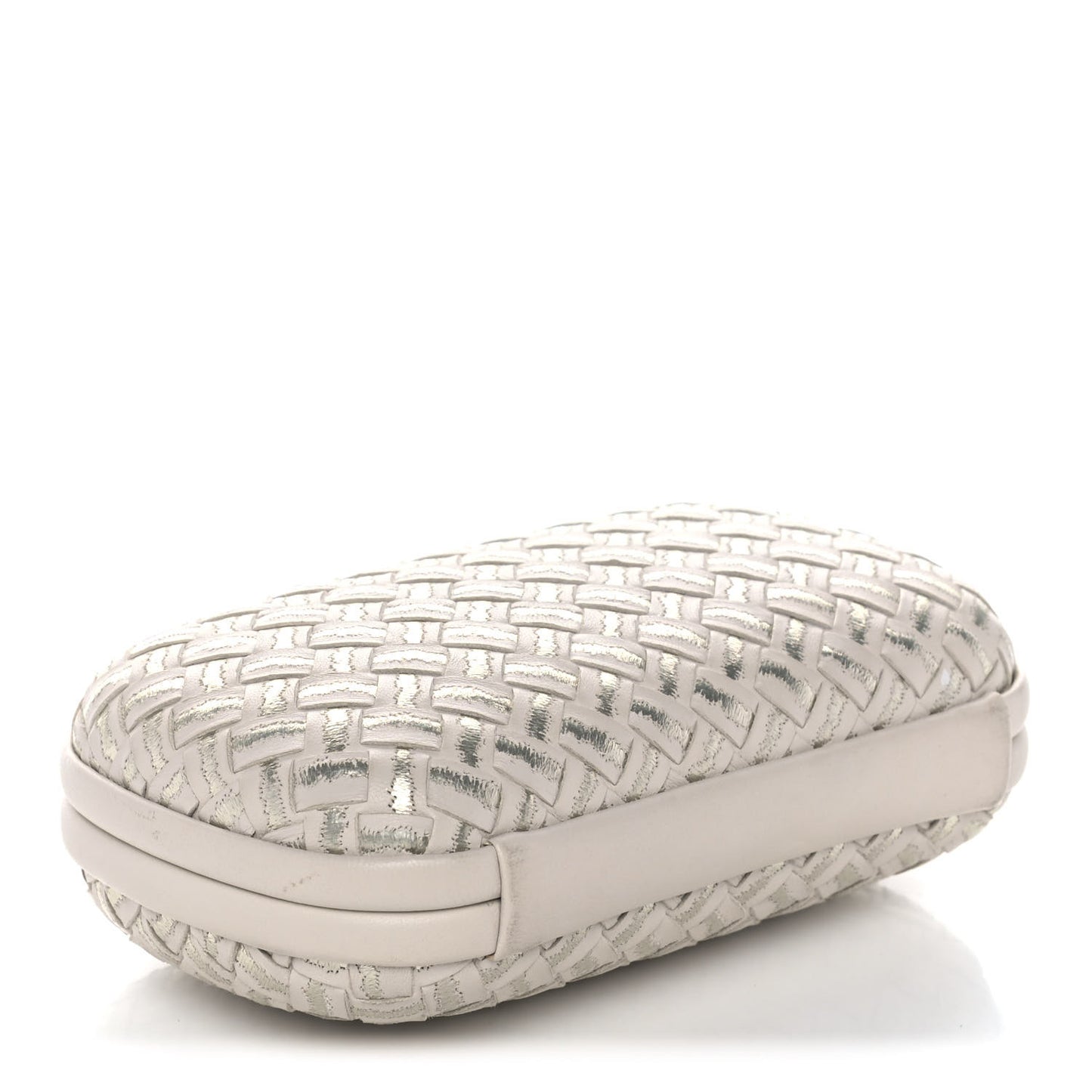 Nappa Intrecciato Metallic Placcato Knot Clutch Cream