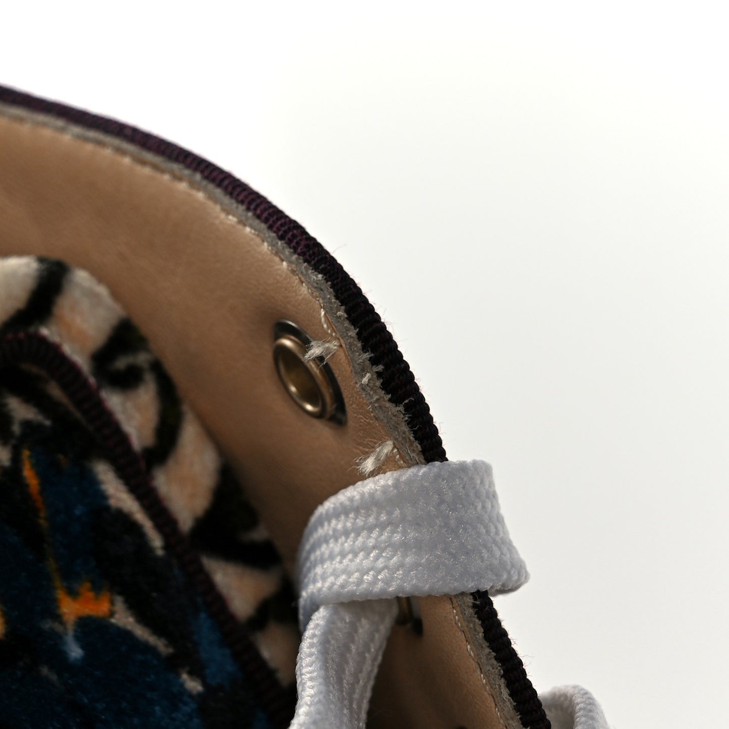 Velvet Floral Bip Bip Orlato High Top Flat Sneakers 37.5 Beige