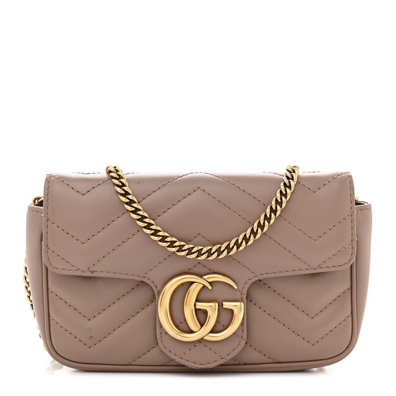 Gucci Calfskin Matelasse Super Mini GG Marmont Shoulder Bag Porcelain Rose 1 of 14
