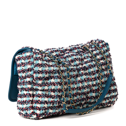 Chanel Lambskin Tweed Maxi Flap Blue Multicolor 3 of 5