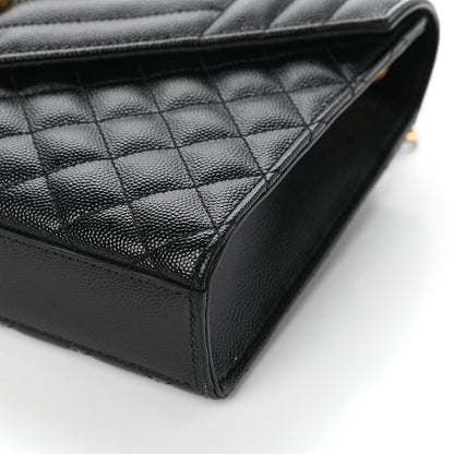 Saint Laurent Grain De Poudre Textured Mixed Matelasse Triquilt Medium Monogram Satchel Black 9 of 9
