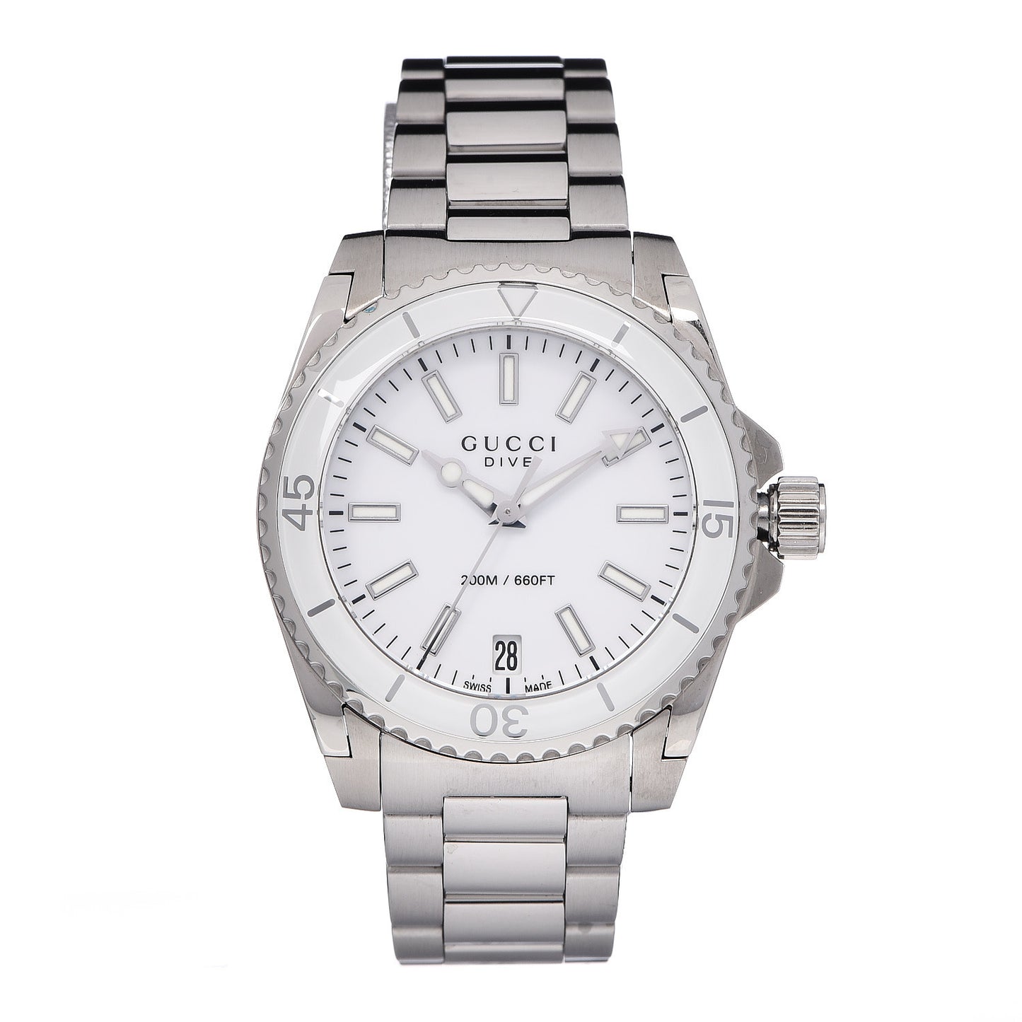 Stainless Steel 32mm Dive Quartz Watch White