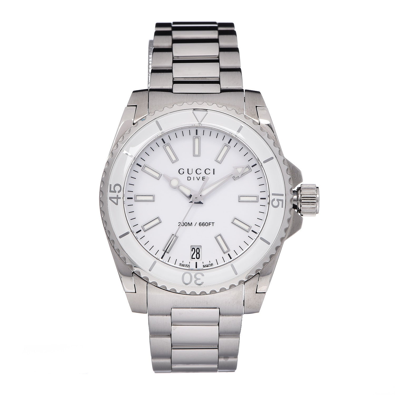 Gucci Stainless Steel 32mm Dive Quartz Watch White 1 of 9