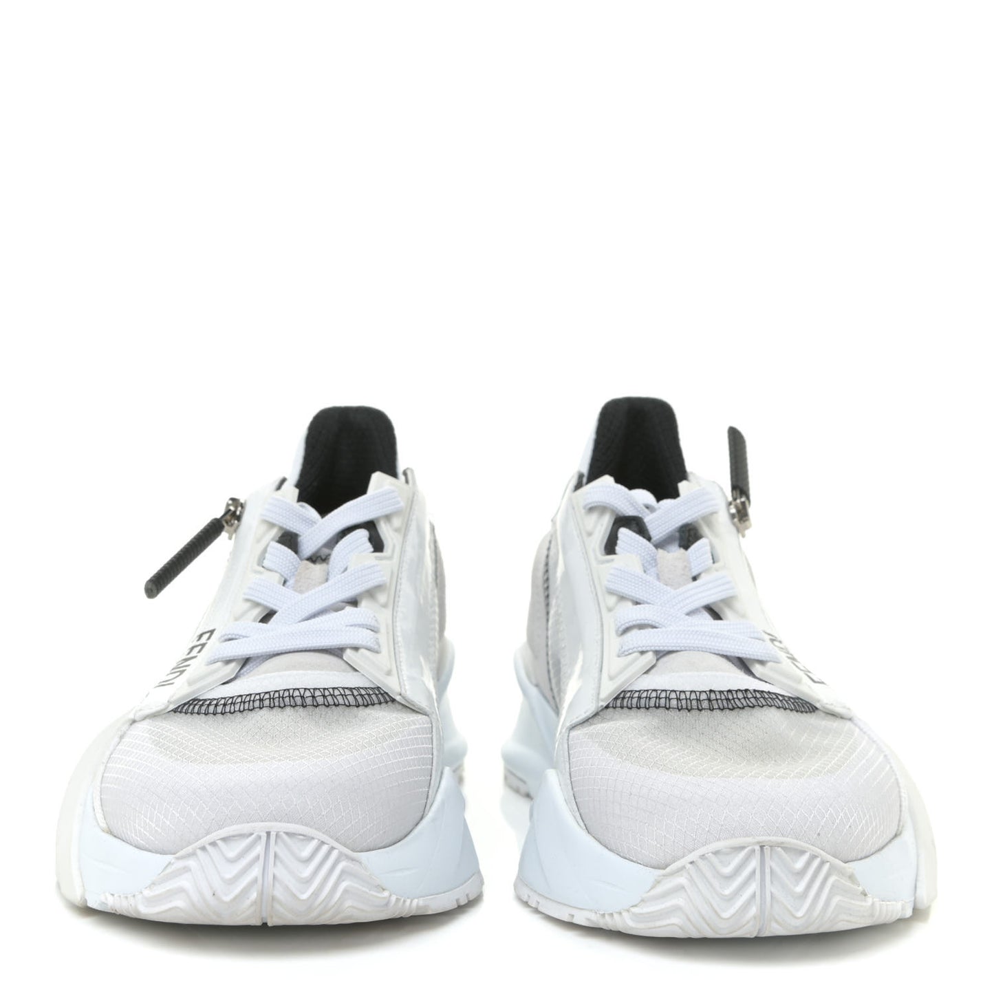 Nylon Suede Transparent Fendi Flow Low Top Sneakers 36 White