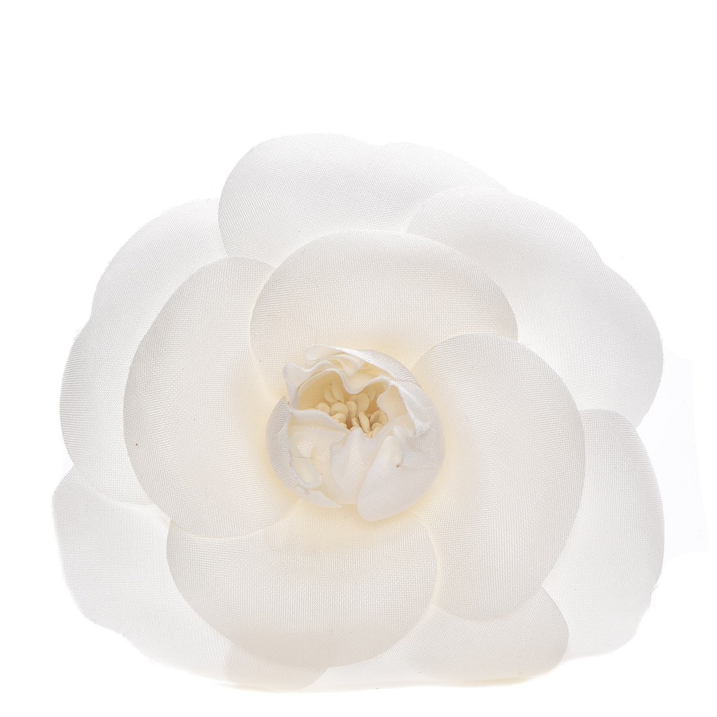 Silk Taffeta Camellia Brooch Pin White