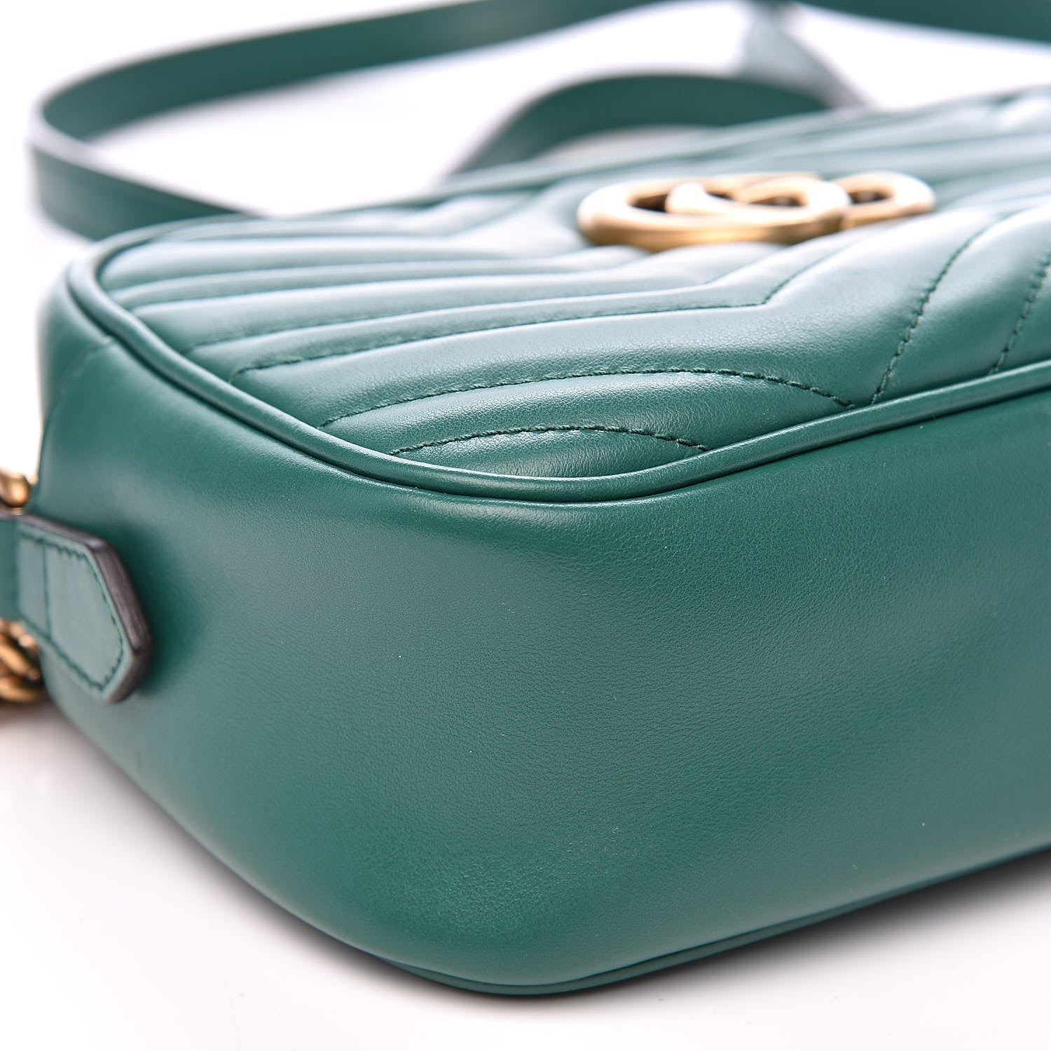 Gucci Calfskin Matelasse Small GG Marmont Chain Shoulder Bag Emerald Green 8 of 11