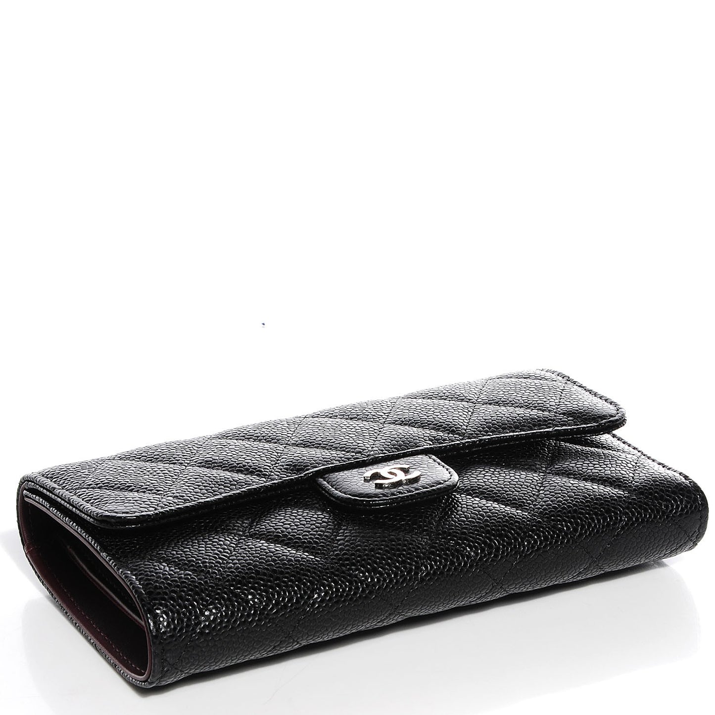 Caviar Quilted Large Flap Wallet Black